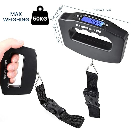 Digital Luggage Scale, 110lb Electronic Hanging Scale With Backlight Display for Travel, Portable Handheld Suitcase Scale With Hook for Outdoor Home Use