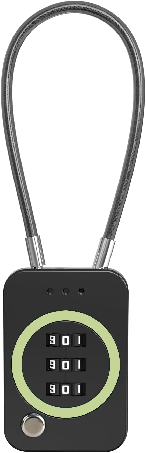 3 Digit Combination Lock, Travel Safe Luggage Locks, Small Cable Lock with Code, Combo Padlock for Suitcase, Backpack, Bag Zipper, Gym Locker, Outdoor Fence, Candados (Luminous, Black)