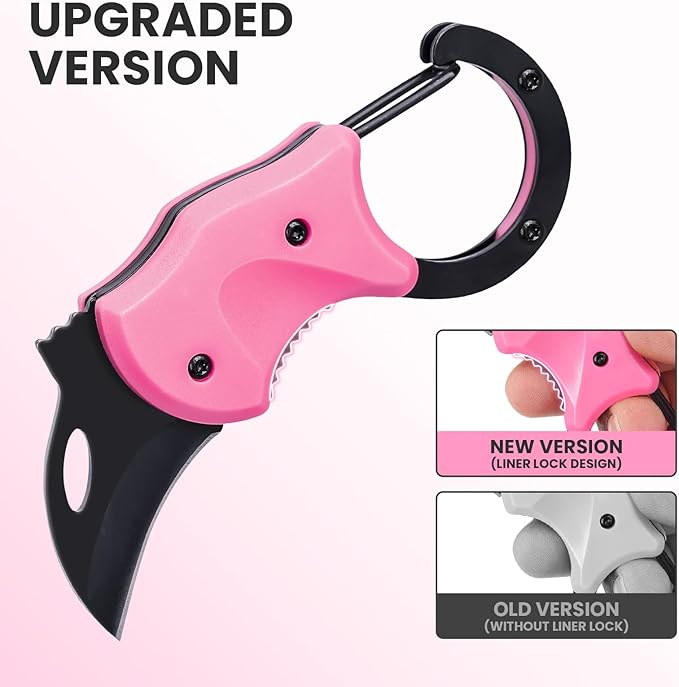 FUNBRO Pink Keychain Knife Stocking Stuffers Gifts for Mom, Cute Box Cutter Small Pocket Knife Gadgets, EDC Knives Tool with 1.34 inch Sharp Blade for Everyday Carry, Womens Christmas Gift for Her