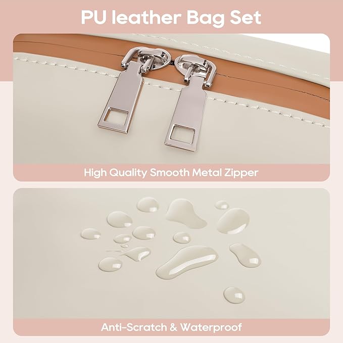 Joyway 10-Piece Travel Makeup Bag Set – Large Capacity Cosmetic Bags for Women & Girls, Waterproof Portable Toiletry Organizer with Adjustable Strap (White)