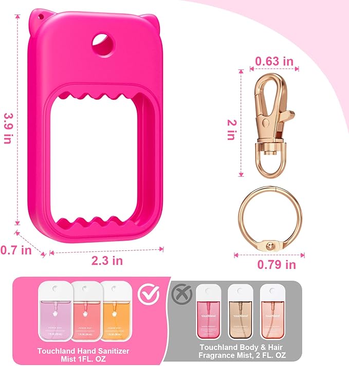 Hand Sanitizer Spray Case for Touchland Silicone Touchland Case Keychain Cute Hand Sanitizer Holder Keychain Compatible with Touch land Power Mist Gentle/Glow Mist