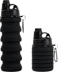 Collapsible Water Bottle for Adults, Boys, Students, Kids, Reusable Silicone Foldable Water Bottles for Travel Camping Hiking, Portable Sports Water Bottle, Black