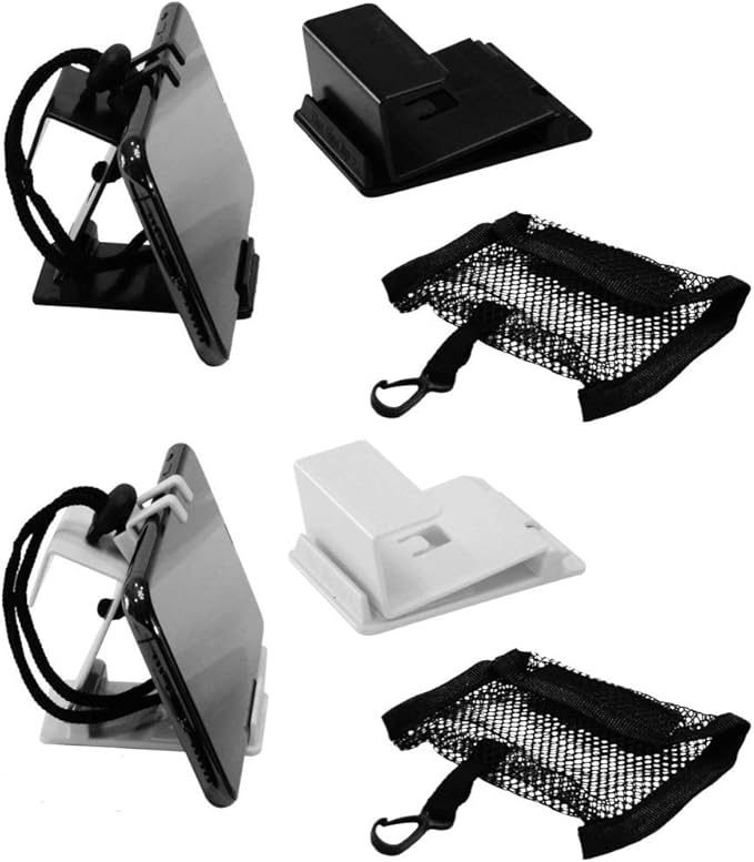 The SkyClip+ Phone & Tablet Holder for Air Travel, Home and Office Use - Inflight Phone Mount & Stand Compatible with iPhone, Android, Kindle and Tablets - Travel Accessory (Black&White, 2 Pack)