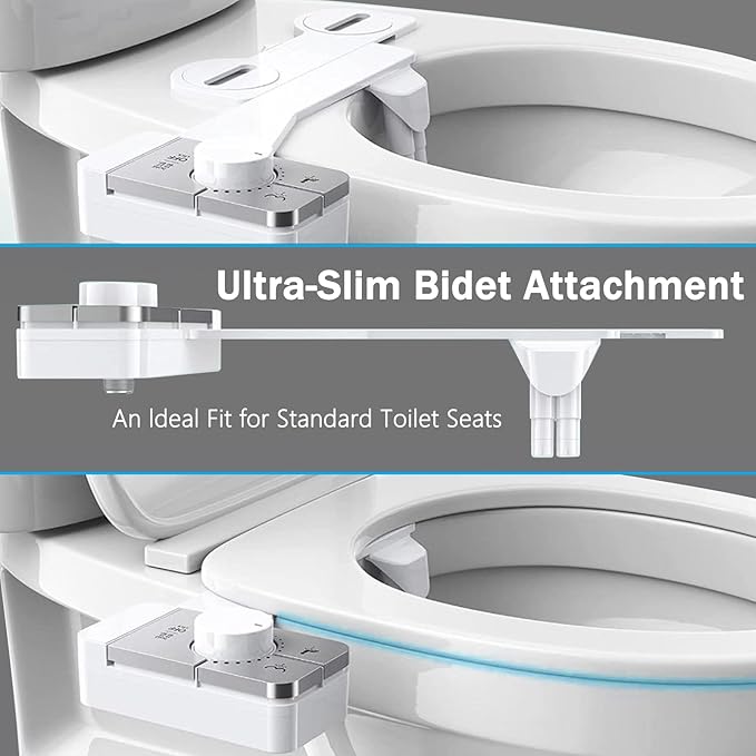 Bidet Attachment for Toilet Ultra-Slim Bidets for Existing Toilets, Non-Electric Bidet Toilet Seat Self-Cleaning Retractable Nozzles Badays for Toilets, Quick & Easy Installation Bedets