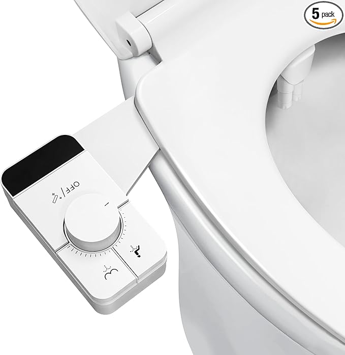 Ultra-Slim Bidet Attachment,Fresh Water Sprayer Non-Electric Toilet Bidet Attachment,Self-Cleaning Dual Nozzles with Adjustable Water Pressure for Rear & Female Washing