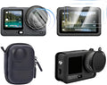 7-in-1 Accessories Kit for DJI Osmo Action 6, Included 2 Pack 9H Hardness Tempered Glass, Carrying Portable Storage Case with Carabiner Clip, Black Silicone Case