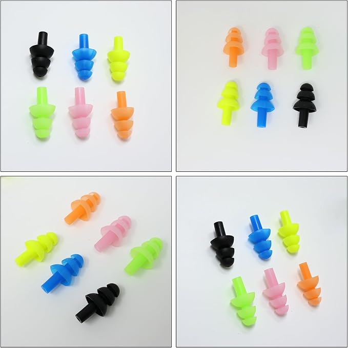 Honbay 6Pairs Reusable Silicone Swimming Earplugs Soft and Flexible Ear Plugs for Swimming, Learning, Hearing Protection, Concerts, Airplanes, Shooting, etc