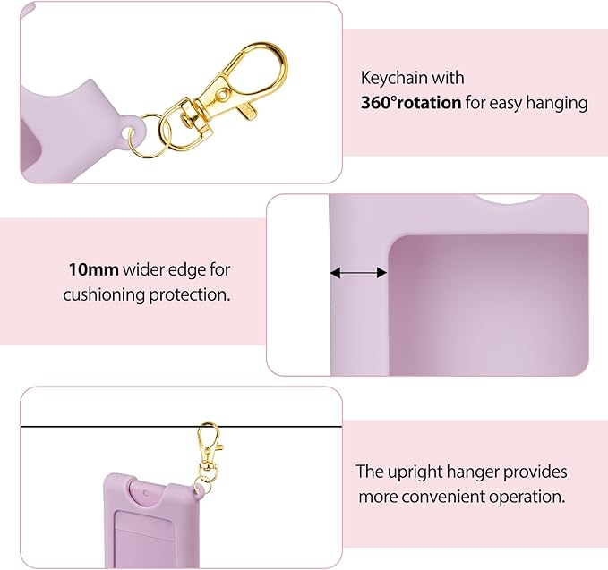 Silicone Case Compatible with Noshinku Pocket Hand Sanitizer, Protective Case with Keychain for Travel Size