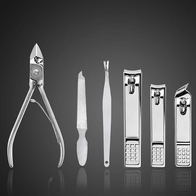 Yougai Nail Clippers Set - 18 Pcs Professional Manicure Pedicure Kit for Men Women, Stainless Steel Fingernail Toenail Clippers Cutters, Nail Care Grooming Tools with Leather Travel Case
