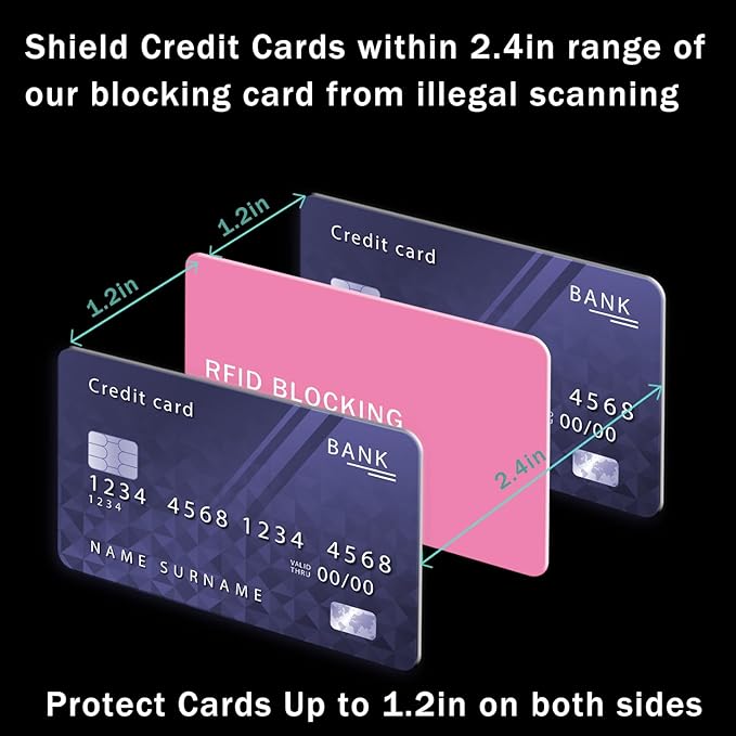 RFID Blocking Card - 5 Pack, Contactless NFC Credit Card ID Protection Safe Bank Card Passport Entire Wallet Purse Shield Protector Blocker Guard (Pack of 5, Pink)