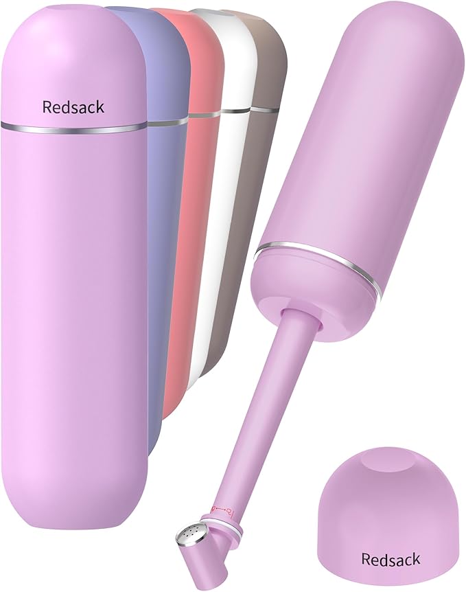 Portable Bidet for Travel & Camping - Manual Squeeze Handheld Peri Bottle for Feminine Hygiene, 3 Leak-Proof Seals, Extendable Sprayer with Rotating Nozzle for Men & Women (Light Purple, General)