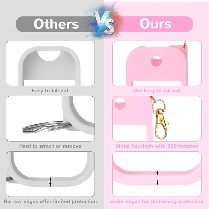 2 Pack Hand Sanitizer Spray Case Compatible with Touchland Power Mist 1 oz – Silicone Case with Keychain for Touch Land Mist 1 fl oz（30 ml）, Hand Sanitizer Accessory for 1 fl oz (Pink+Blue)