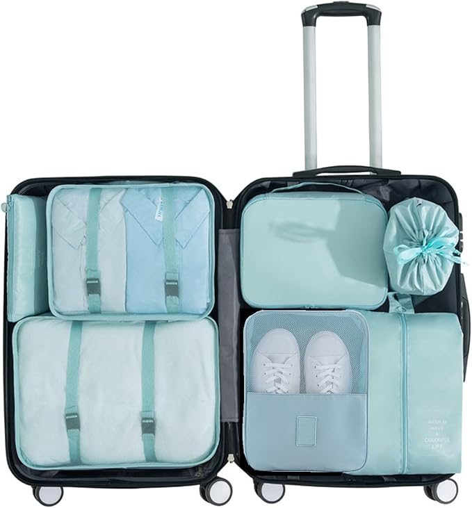 Shoe Bag for Travel, Travel Shoe Bag for Packing, Hold 3 Pairs of Shoes, Travel Essentials for Flying Shoe Organizer Shoe Storage Bag for Travel Light Blue