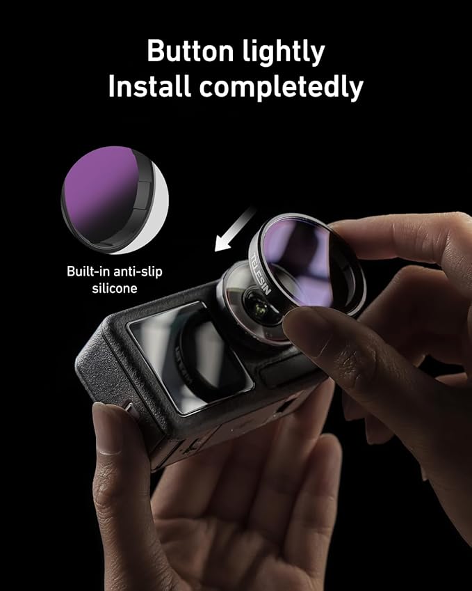 TELESIN Lens Filter Set for DJI Action 5 Pro Action 4 Action 3 Camera Accessories, 4-Pack CPL ND32 ND16 ND8 Polarizing Neutral Density HD Filter Lens Protective Protector Cover for DJI Osmo Action