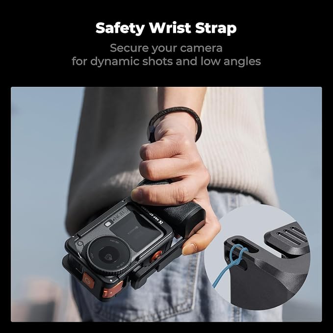 K&F CONCEPT Aluminum Alloy Street Grip Kit with Protective Cage Compatible with DJI Osmo Action 6, Quick Release Street Photography Grip with Shutter Button| Cold Shoe Mount, Action Camera Vlogging