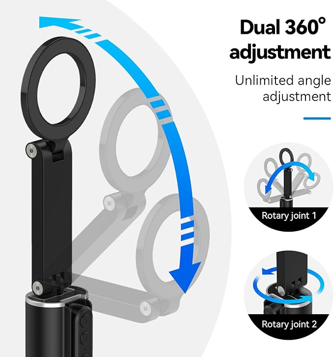 Magnetic Bluetooth Airplane Phone Holder – Universal 360° Hands-Free Stand with Remote Control for TikTok, YouTube & Other Video Apps, Perfect for Travel, Home & Office, Accessory for Airplane