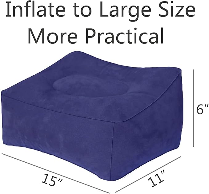 Inflatable Travel Pillow, Inflatable Travel Foot Rest Pillow, Leg Rest Pillow for Cars, Home, Office, Trains, Airplane, Blue