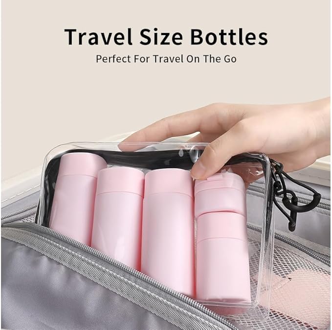 5 Pack Brief and Fashion Travel Bottles TSA Approved, BPA Free Travel Size Containers Refillable Squeeze Bottles for Cosmetic Shampoo Cream Conditioner … (Nordic Sand Pink)