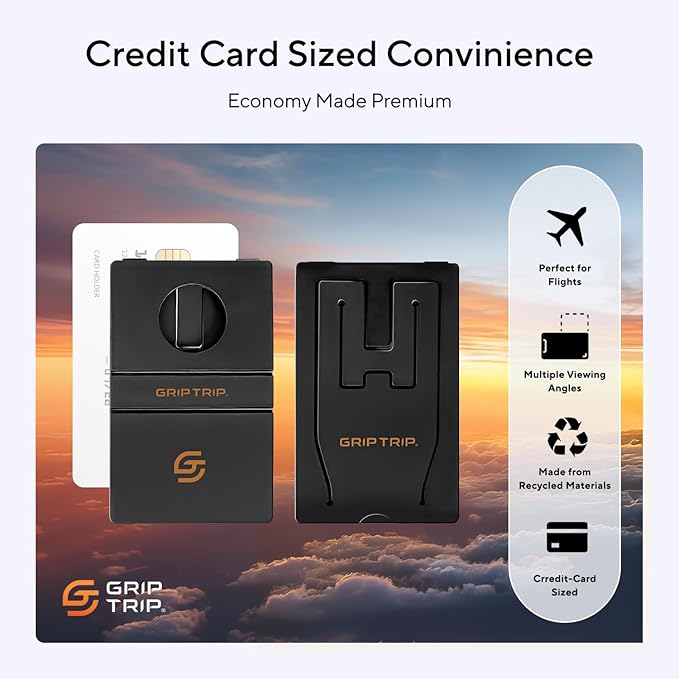 Airplane Phone Holder Mount for Travel – Airplane Essentials Cell Phone Holder for Desk - Compact, Credit Card-Sized Flying Essential Accessory for iPhone & Android Mobile Phones
