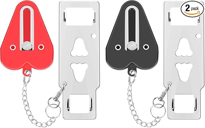 Portable Door Lock,2 Pack Heavy Duty Hotel Travel Door Lock for Additional Safety and Privacy for Hotel,Apartment, Home, Bedroom, School and Prevent Unauthorized Entry