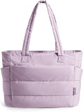 BAGSMART Tote Bag for Women, Lightweight Puffy Tote Bag with Compartments Shoulder Bag Handbag for Travel, Work, Gym | Lightweight, Puffy, Quilted, for Travel, Work