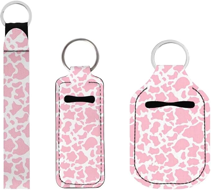 Suobstales 3Pcs Travel Bottles Keychain Holder Set,Travel Bottle Sleeves+Neoprene Chapstick Holders+Lanyard Keychain