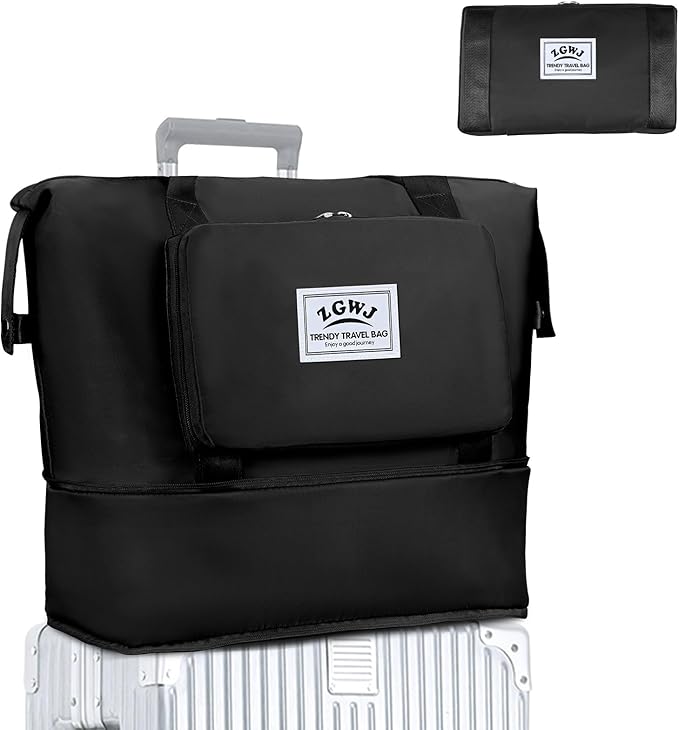 ZGWJ Travel Tote Bags, Expandable Overnight Weekender Bag for Women Foldable Carry-On | Expandable, Overnight, Foldable, Carry-On