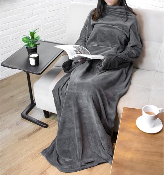 PAVILIA Blanket with Sleeves for Adult Women Men, Soft Warm Wearable Blanket Fleece Wrap Throw, Robe Blanket Gift