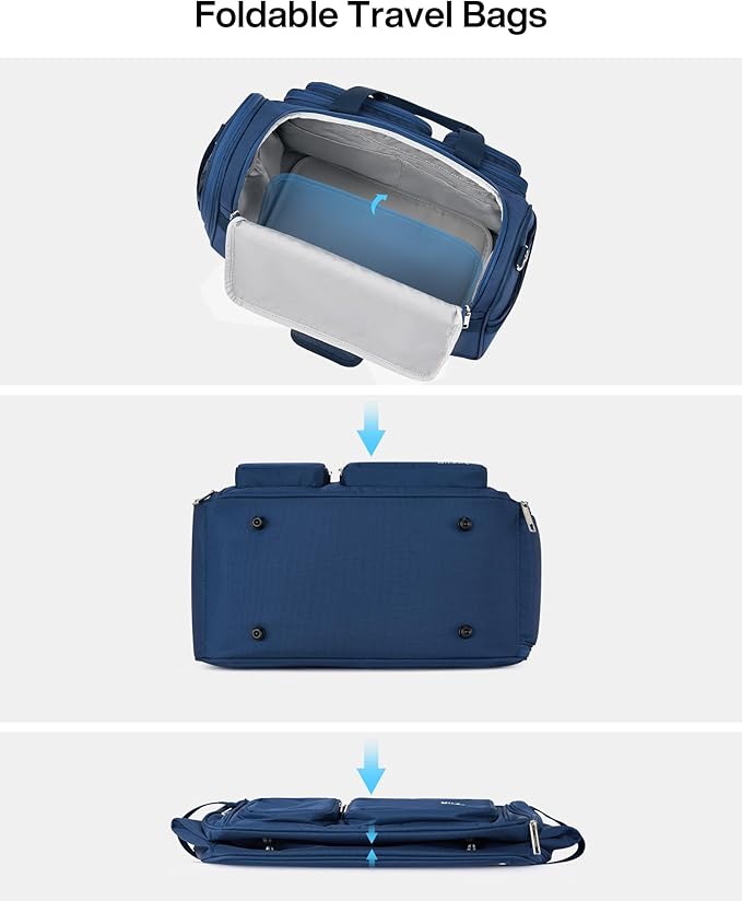 MILADA Underseat Carry On Luggage Bags for Travel Lightweight Foldable Carry On Bags for Airplanes Small Duffle Bag for Men Women TSA Approved Underseat Bag Travel Tote Bags, Blue