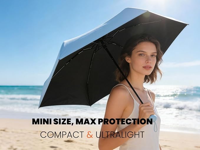 MRTLLOA Travel Essentials Mini Umbrella with Case for Purse - Small Compact & Lightweight, UV Sun Protection, Manual Open/Close for Pocket Umbrella(Women/Men/Kids)