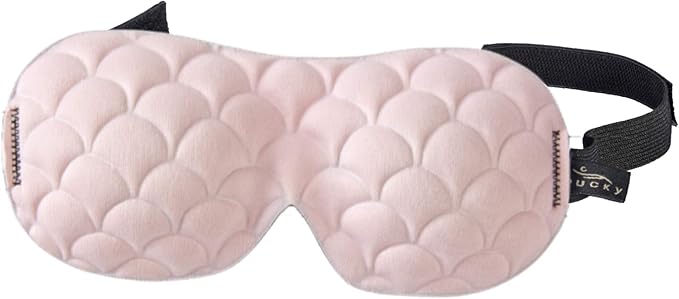 Bucky Ultralight Comfortable Contoured Travel and Sleep Eye Mask, Pink Scallop, One Size (5824)