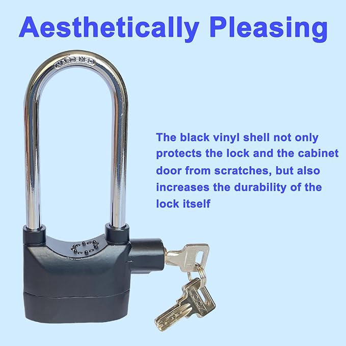 Long Cross-Beam Alarm Lock 110dba Universal Security Alarm Lock System Anti-Theft for Door Motor Bicycle Padlock with 3 Keys (2PCS)