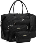 Weekender Bags for Women, Travel Duffle Bag Carry On Overnight Bag with Cosmetics Bag and Crossbody Purse for Gym Hospital, Gifts for Women, Black