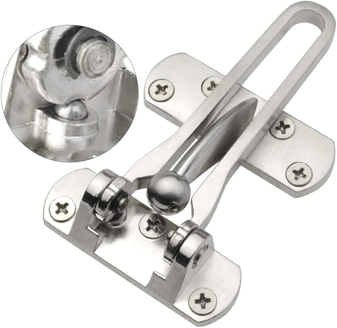 Topbuti Home Security Door Lock, 2 Pack Latch Guard Clasp Front Door Locks for Kids, Home Reinforcement Lock for Swing-in Doors, Hotel Door Latches, Thicken Solid Aluminium Alloy, Satin Nickel