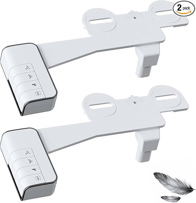 Hibbent 2 Pack Bidet Attachment for Toilet, Non-Electric Dual Nozzle for Frontal & Rear Wash, Adjustable Water Pressure Control, Fresh Water Bidet Toilet Seat, Self Cleaning Water Sprayer, Black