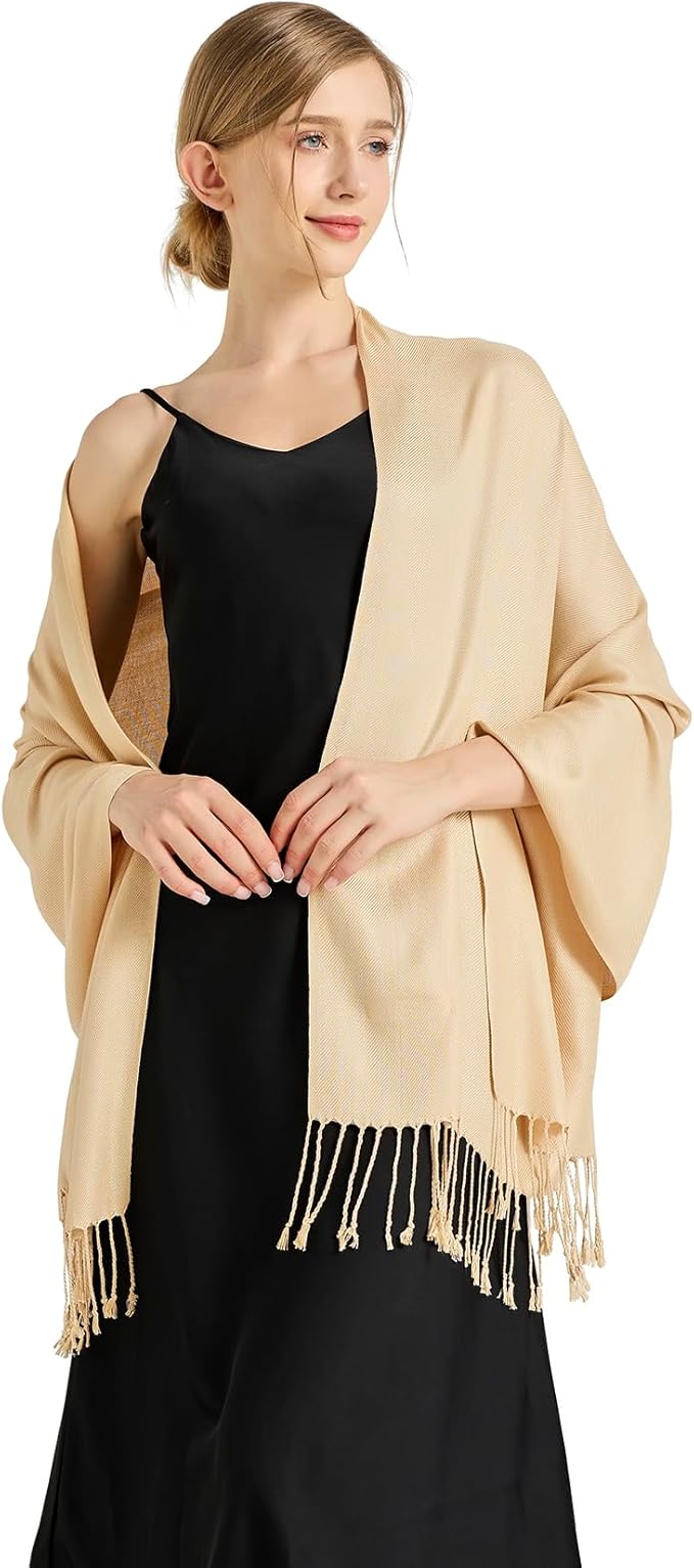 Soft Silky Pashmina Shawl Wraps Solid Colors Scarf for Wedding Evening Dresses