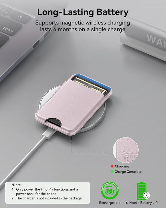 TWZKG for MagSafe Wallet, Works with Apple Find My,5 Card Holder with Stand, Magnetic Phone Wallet for iPhone 17/16/15/14/13/12 Pro Max Plus Air, RFID Blocking Vegan Leather,Pink