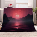 Neon Abstract Blanket Twin Size, Fleece Blanket for Couch Bed Sofa, Orange Sunset Blankets and Throws, Mountain Super Soft Cozy Plush Flannel Blanket, 70 x 90 in, Natural Landscape
