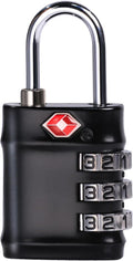 TSA Approved Combination Lock - Compact & Durable Luggage Locks, 3-Digit Resettable Password for Travel, Gym Lockers, Cabinets, Black