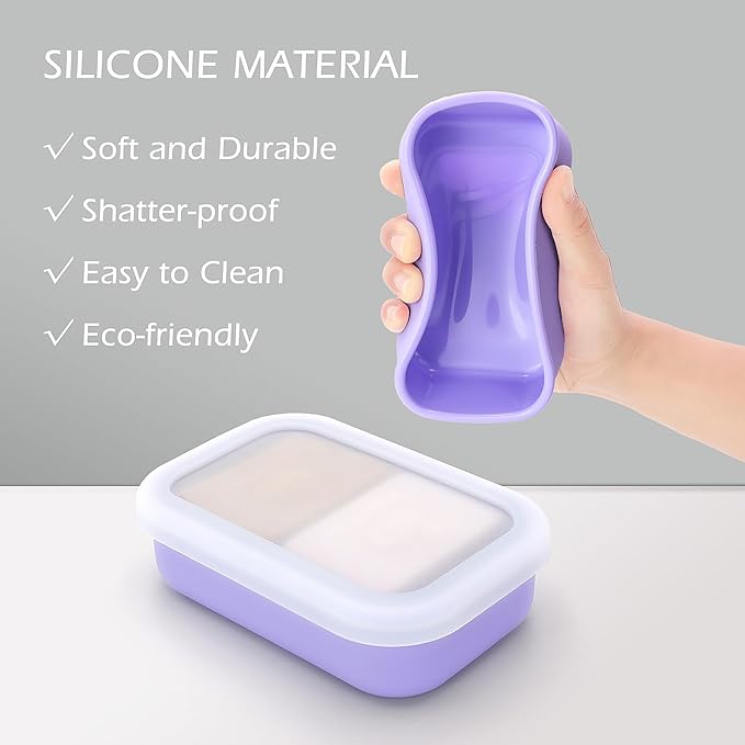 AIDIMMING Enhanced Leakproof Silicone Travel Shampoo bar Holder, Shampoo and Conditioner Bar Container, Soap Box for Handmade Soap, Shatterproof Soap Holder for Save Soap (Clear&Violet)