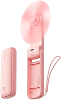 Aecooly Slim Portable Fan 2-Pack, Thin Handheld Fan, USB Rechargeable Mini Personal [24H Max Cooling Time], Battery Powered Small Foldable Pocket for Travel, Summer, Gifts for Women -Pink