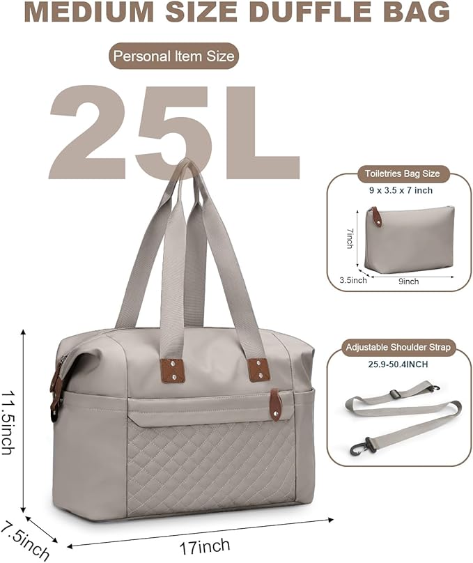 Pritent Travel Duffle Bag, Waterproof Weekender Overnight Hospital Bags for Women Men with Toiletry Bag Lightweight Carry on Personal Item Duffle Gym Bag for Travel, Airplanes, Sports