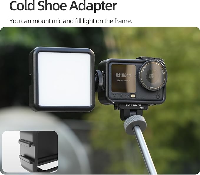 Action 6 Camera Cage Frame with Sun Hood, Protective Frame Housing Case with Detachable Screen Protective Sunshade for DJI OSMO Action 6 Accessories