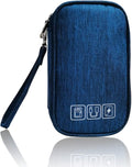 Electronic Organizer Bag Cable Organizer Travel Cord Organizer Case Pouch Portable Carrying Case for Charger Hard Drive Earphone USB SD Card (Navy)