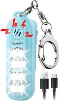 TECKNET Personal Safety Alarm 135dB with SOS Strobe Light for Women - Rechargeable& IPX4 Waterproof Running Lights with Clip On Torch & Low Battery Notice, Safety Siren for Running, Travel Kids, Blue