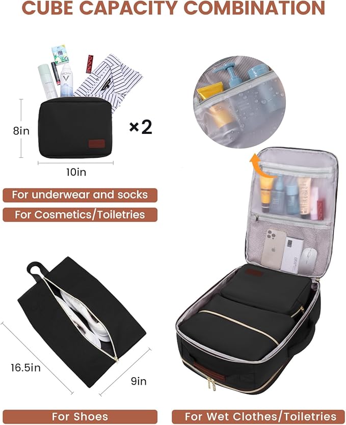LOVEVOOK 50L Travel Backpack for Women & Men, Airline Approved Carry On Luggage with 3 Packing Cubes, TSA Overnight Bags, Waterproof Personal Item Bag, Weekender Essentials Backpacks fits 17" Laptop