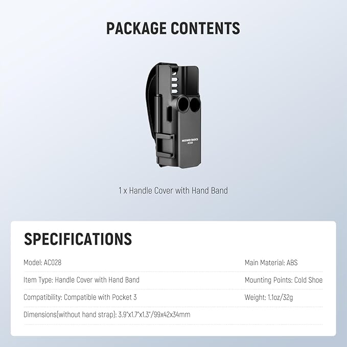 NEEWER Basics Protective Case with Hand Strap, Compatible with DJI Osmo Pocket 3, Pocket 3 Creator Combo Accessories, Extension Handle, Housing Extension Frame, Cold Shoe, Type C Port, SD Card Slot