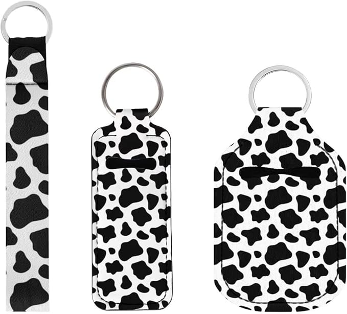 Suobstales 3Pcs Travel Bottles Keychain Holder Set,Travel Bottle Sleeves+Neoprene Chapstick Holders+Lanyard Keychain