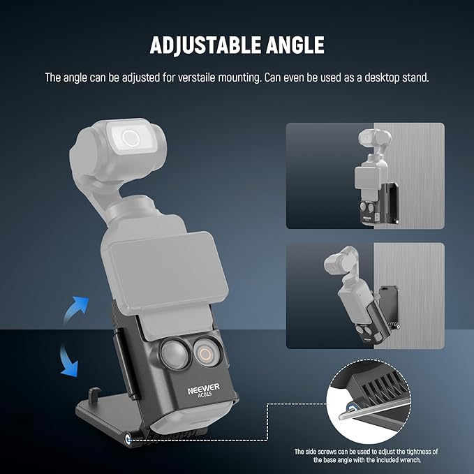 NEEWER Basics Magnetic Mount Stand Compatible with DJI Osmo Pocket 3, 180° Adjustable Plastic Camera Holder, Multifunction Accessories Expansion Adapter Bracket for Pocket 3 Battery Grip, AC015