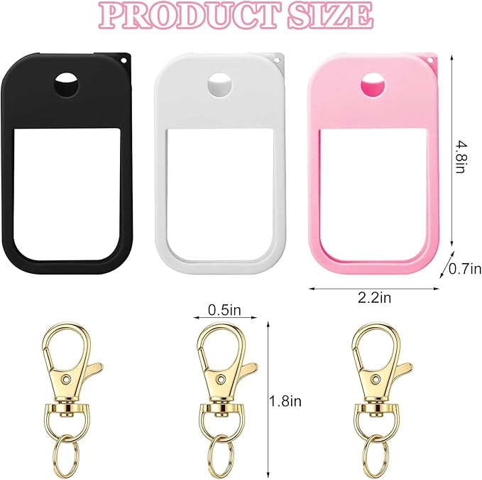 Hand Sanitizer Spray Case Compatible with TH 1 FL.OZ – 3 Pack Protective Silicone Holder with Metal Keychain